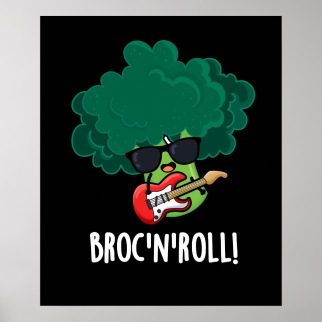 Affiche Brock n Roll Funny Veggie Brocoli Pun Dark BG (Devant)