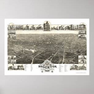 Affiche Brockton, MA Carte panoramique - 1882