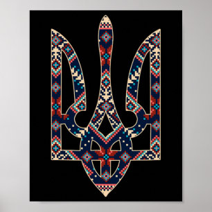 Affiche Broderie du symbole de l'emblème ukrainien 