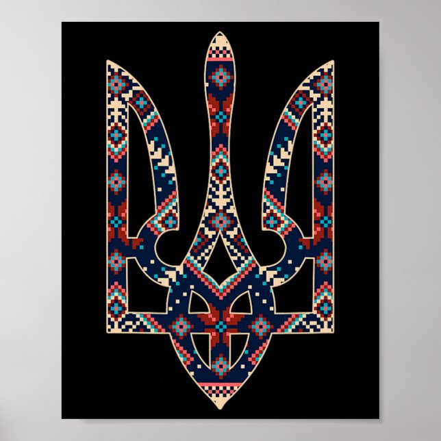 Affiche Broderie du symbole de l'emblème ukrainien  (Devant)