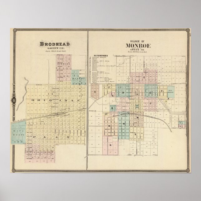 Affiche Brodhead et village de Monroe, Green Co (Devant)