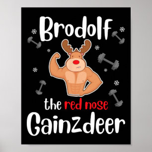Affiche Brodolf au nez rouge Gainzdeer Hommes Gym Noël