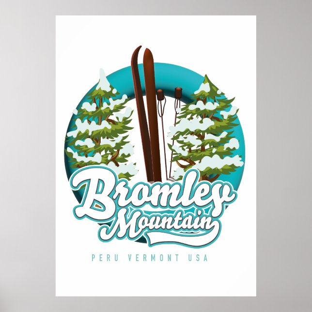 Affiche Bromley Mountain Pérou Vermont US logo du ski (Devant)