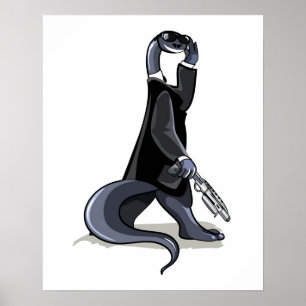 Affiche Brontosaurus Habillé Comme Un Personnage De Film.