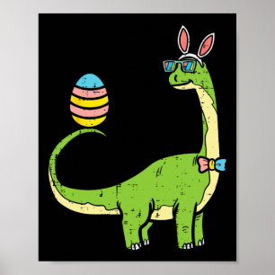 Affiche Brontosaurus Oreilles de Lapin Œuf Jour de Pâques 