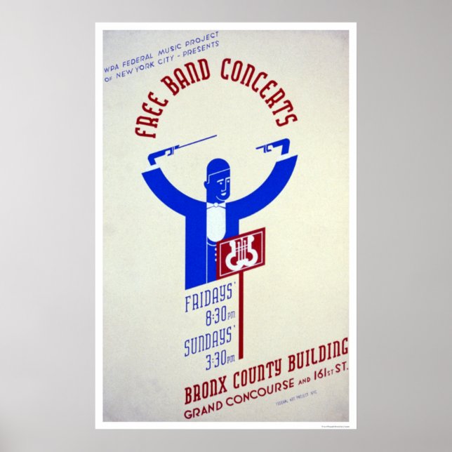 Affiche Bronx Band Concert 1940 WPA (Devant)