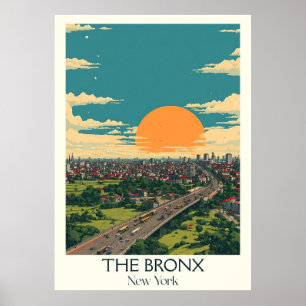 Affiche Bronx New York Vintage Sunset City Travel Art