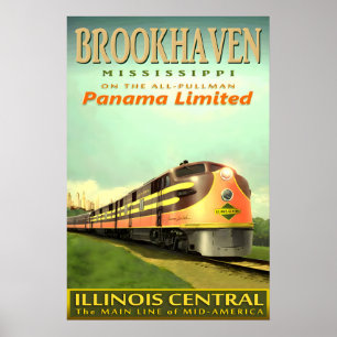 Affiche BROOKHAVEN Mississippi Illinois Central Railroad