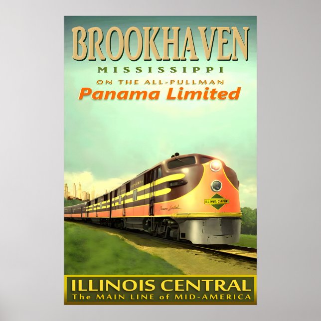 Affiche BROOKHAVEN Mississippi Illinois Central Railroad (Devant)
