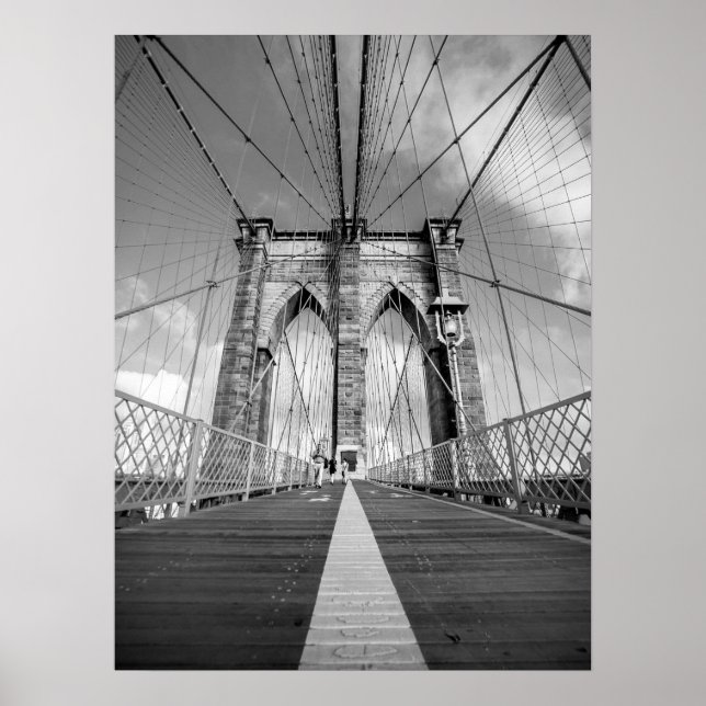 Affiche Brooklyn Bridge Architectural noir et blanc (Devant)