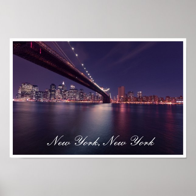 Affiche Brooklyn Bridge at Night, East River, Manhattan (Devant)