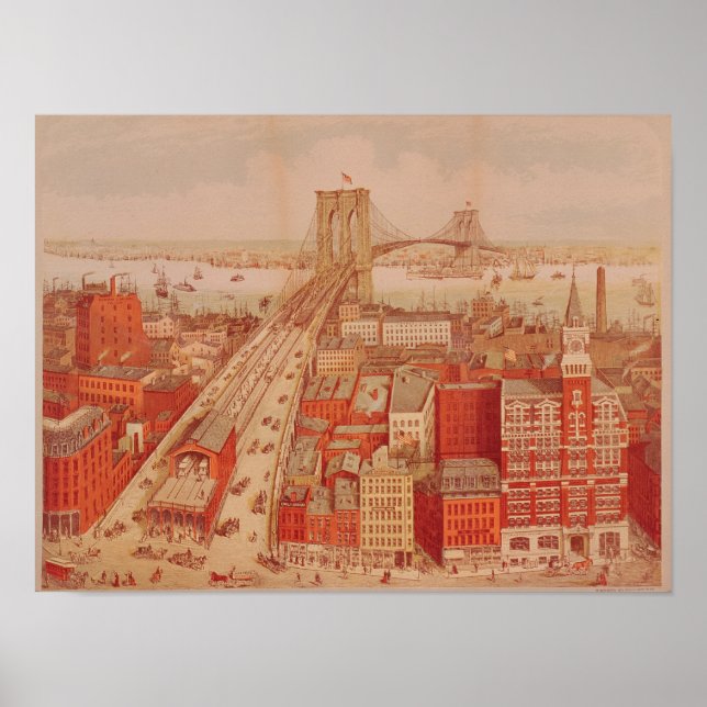 Affiche Brooklyn Bridge, c.1883 (Devant)