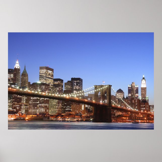 Affiche Brooklyn Bridge et Manhattan Skyline (Devant)