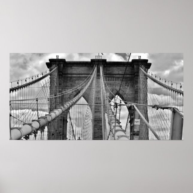 Affiche Brooklyn Bridge New York City (noir et blanc) (Devant)