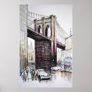 Affiche Brooklyn Bridge, New York Poster/Imprimer