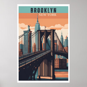 Affiche Brooklyn Bridge Retro New York