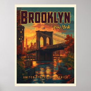 Affiche Brooklyn Bridge Sunrise - Un Vintage voyage