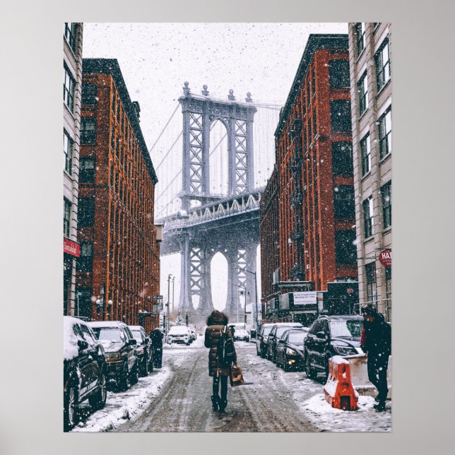 Affiche Brooklyn Bridget, New York en Neige (Devant)