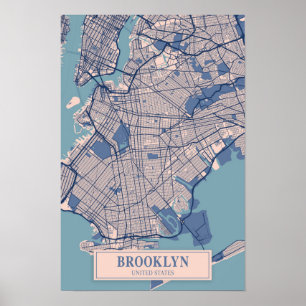 Affiche Brooklyn États-Unis Carte de la ville venteuse Voy