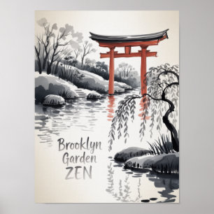 Affiche Brooklyn Garden Zen Art Sumi-E