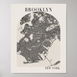 Affiche Brooklyn New York Boho minimal Arc Beige plein