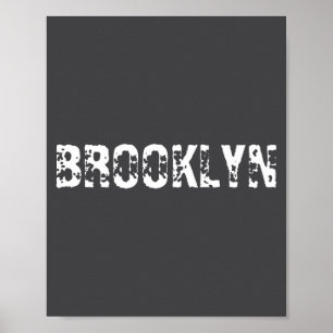 Affiche Brooklyn New York City Nyc Texte Blanc Nostalgique