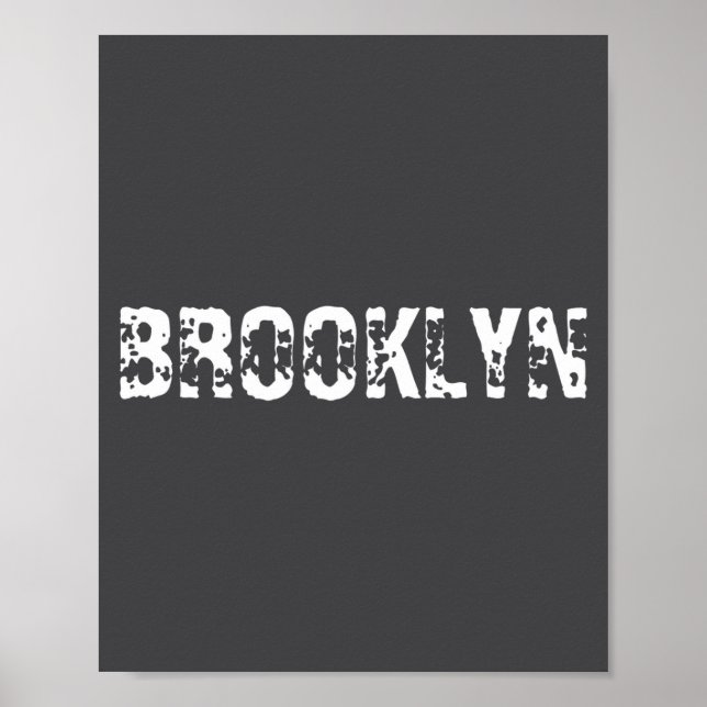 Affiche Brooklyn New York City Nyc Texte Blanc Nostalgique (Devant)