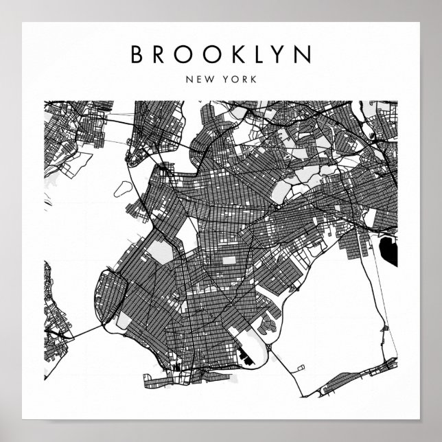 Affiche Brooklyn New York Minimal Modern Street Map (Devant)