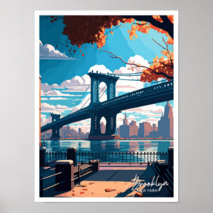 Affiche Brooklyn New York Travel Vintage illustration