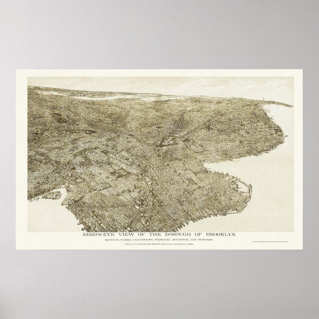 Affiche Brooklyn, NY Carte panoramique - 1897 (Devant)