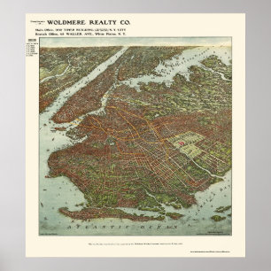 Affiche Brooklyn, NY Carte panoramique - 1908