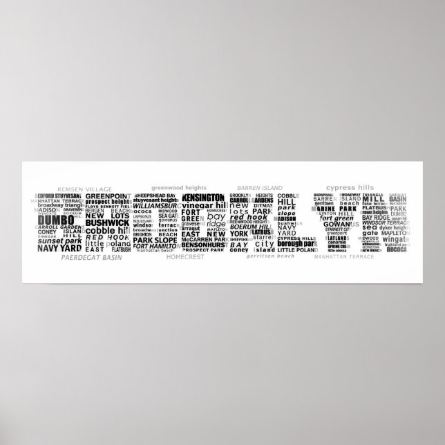 Affiche Brooklyn NY Design de typographie (Devant)