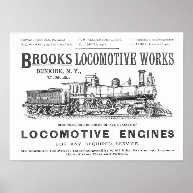 Affiche Brooks Steam Locomotive Works 1890 Poster-2 (Devant)