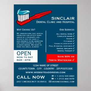 Affiche Brosse à dents et dentifrice, dentisterie, advert