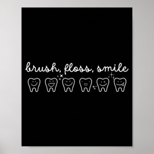 Affiche Brosse de hygiéniste dentaire Floss Sourire Dentai