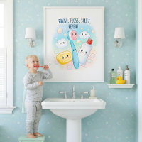 Brosse, Fil dentaire, Rincer, Laver l'art mural de