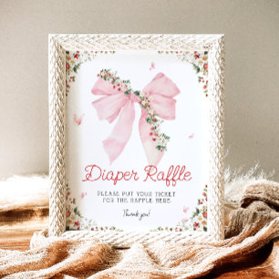 Affiche Brosse rose Bow Brochure florale Raffin