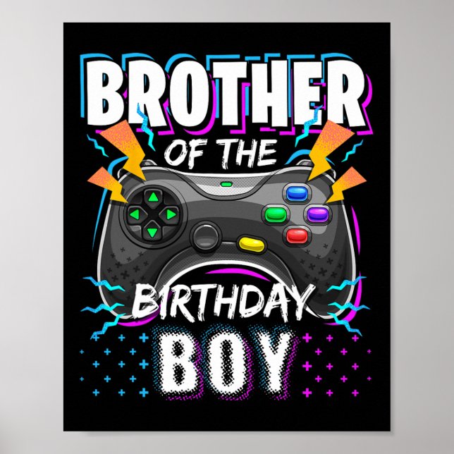 Affiche Brother Of The Birthday Boy Matching Video Game Bi (Devant)