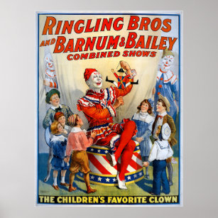Affiche Brothers à anneaux & Barnum & Bailey Vintage Clown