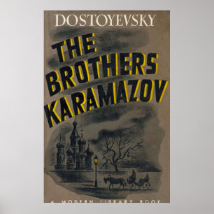 Affiche Brothers Karamazov Dostoevsky livre vintage c