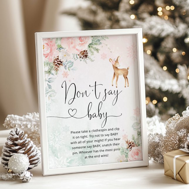 Affiche Brouillard cerf rose hiver Ne pas dire jeu de bébé (Créateur téléchargé)