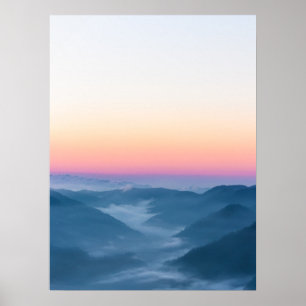 Affiche Brouillard du matin et ciel magique avant le lever