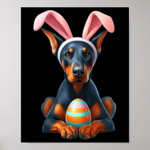 Affiche Brouillard mignon Doberman Pinscher Chien Pâques H