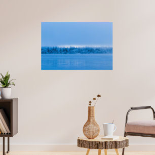 Affiche Brouillard mystérieux sur le lac enneigé de Bohinj