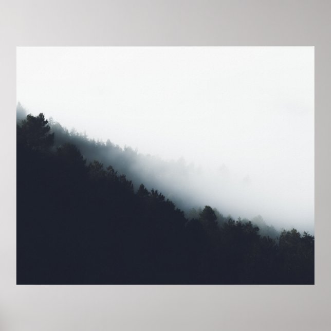Affiche Brouillard sur les couches diagonales forestières (Devant)
