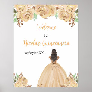 Affiche Brown Cheveux Princesse Peach Quinceanera Bienvenu