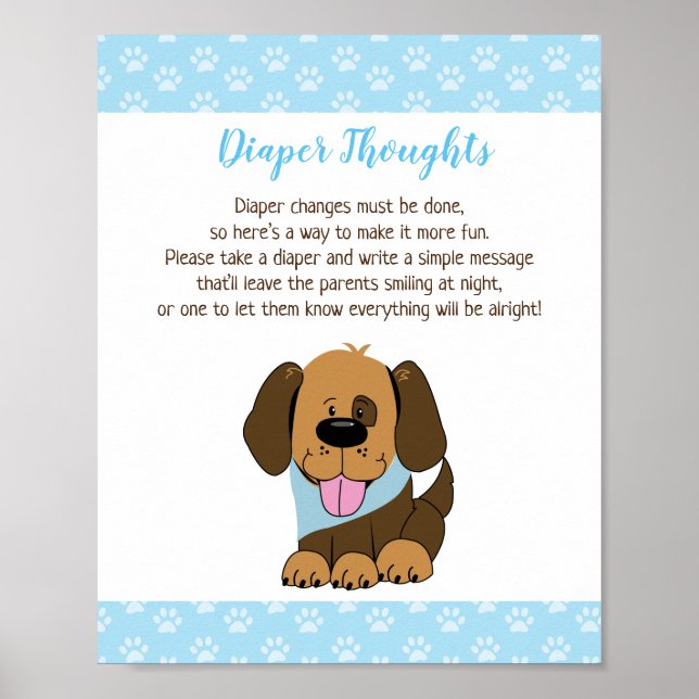 Affiche Brown Chien Chien Baby shower Dehors Pensées Jeu (Devant)