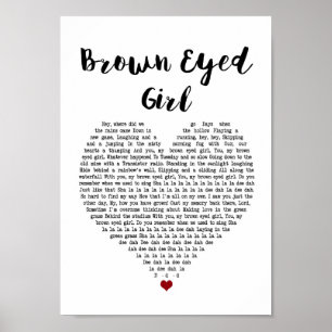 Affiche Brown Eyed Girl White Heart Chanson Lyrique Imprim