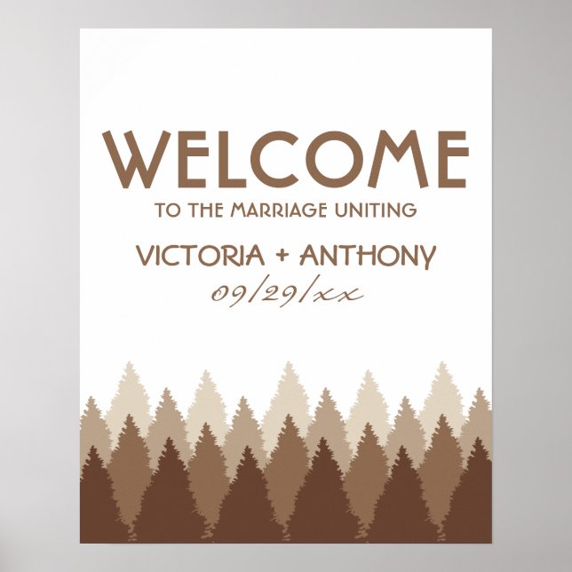 Affiche Brown Forest Range Woodland Mariage Bienvenue (Devant)