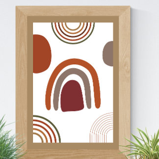 Affiche Brown minimaliste Abstrait Boho géométrique